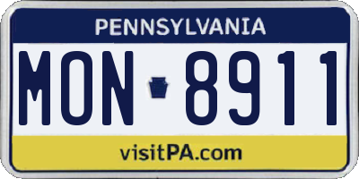 PA license plate MON8911