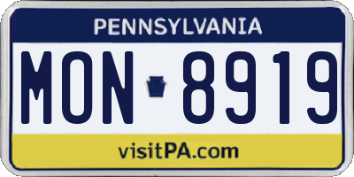 PA license plate MON8919