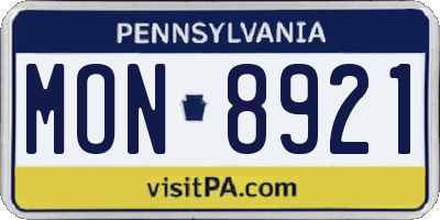 PA license plate MON8921