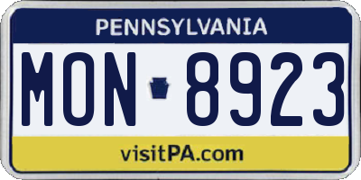 PA license plate MON8923