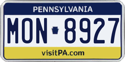 PA license plate MON8927