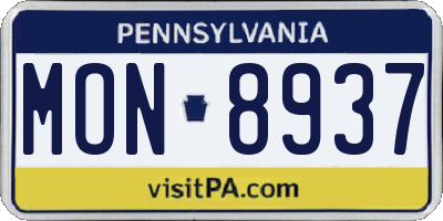 PA license plate MON8937
