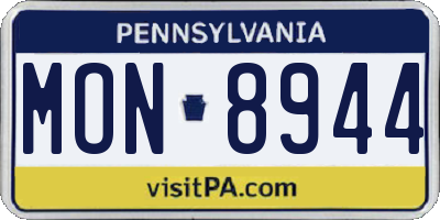 PA license plate MON8944