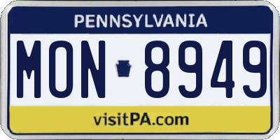 PA license plate MON8949