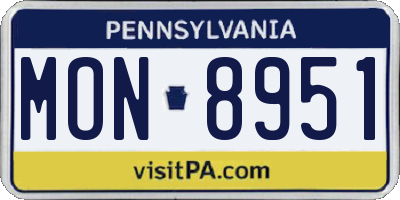 PA license plate MON8951
