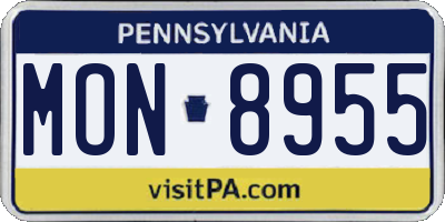 PA license plate MON8955