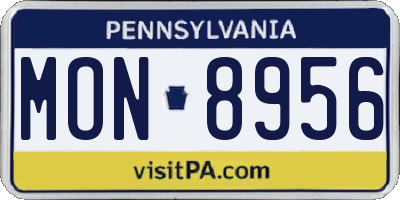 PA license plate MON8956