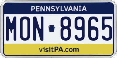 PA license plate MON8965