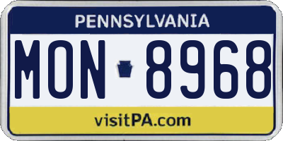 PA license plate MON8968