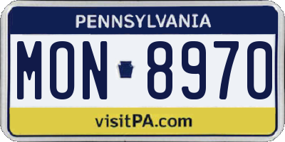 PA license plate MON8970