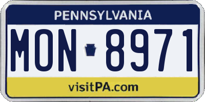 PA license plate MON8971