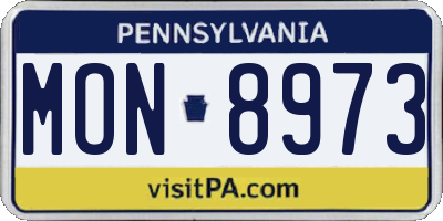 PA license plate MON8973
