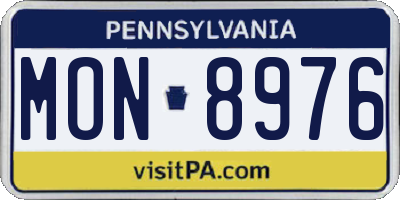 PA license plate MON8976