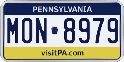 PA license plate MON8979