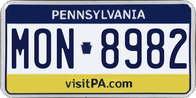 PA license plate MON8982