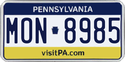 PA license plate MON8985