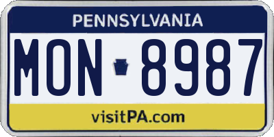 PA license plate MON8987