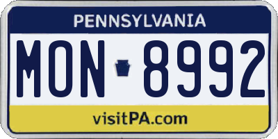 PA license plate MON8992