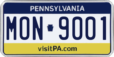 PA license plate MON9001