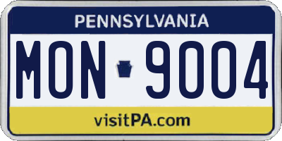 PA license plate MON9004