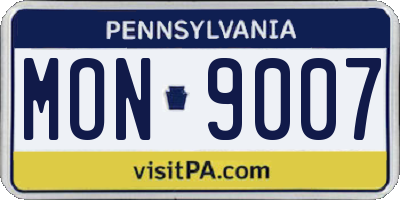 PA license plate MON9007