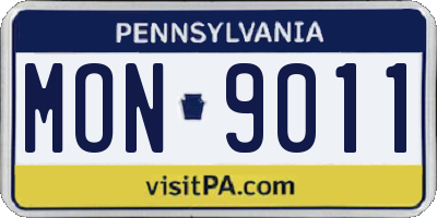 PA license plate MON9011