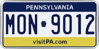 PA license plate MON9012