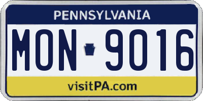 PA license plate MON9016