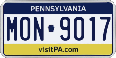 PA license plate MON9017