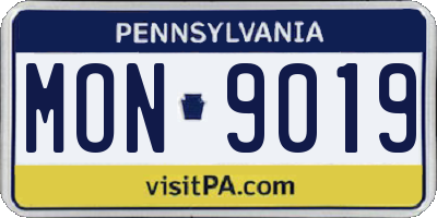 PA license plate MON9019