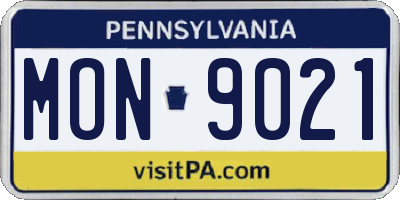 PA license plate MON9021