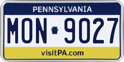 PA license plate MON9027