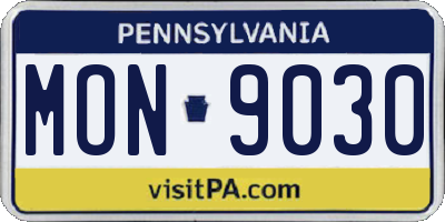 PA license plate MON9030