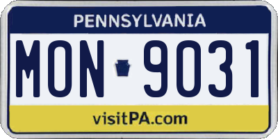 PA license plate MON9031