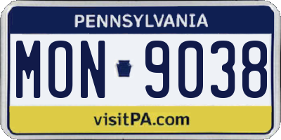 PA license plate MON9038