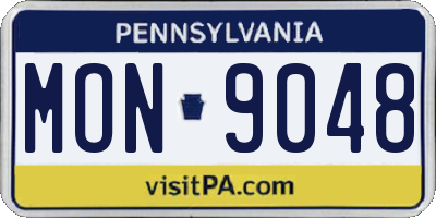 PA license plate MON9048