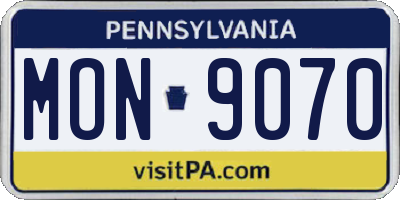 PA license plate MON9070