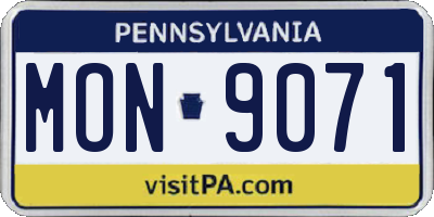 PA license plate MON9071