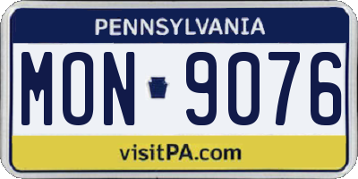 PA license plate MON9076