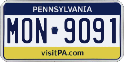 PA license plate MON9091
