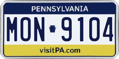 PA license plate MON9104
