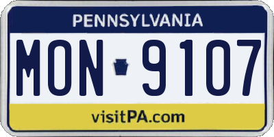 PA license plate MON9107