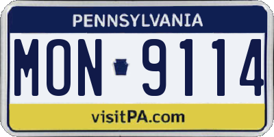 PA license plate MON9114