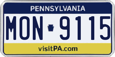 PA license plate MON9115