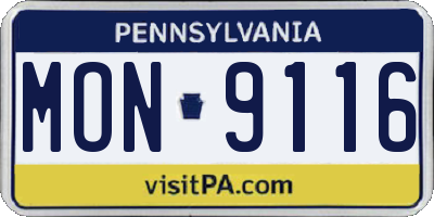 PA license plate MON9116