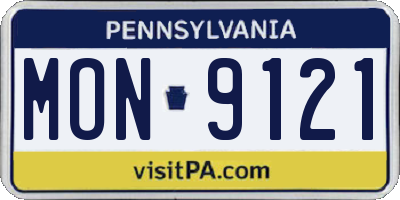 PA license plate MON9121