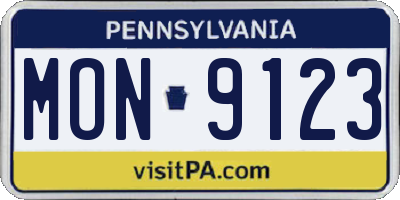 PA license plate MON9123