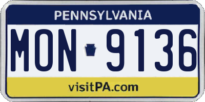 PA license plate MON9136