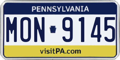 PA license plate MON9145