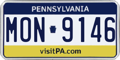 PA license plate MON9146